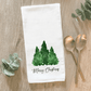 Merry Christmas Pine Trees - Cotton Tea Towel - The Mustard Seed Collection, The Seed