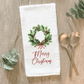 Merry Christmas Wreath - Cotton Tea Towel - The Mustard Seed Collection, The Seed