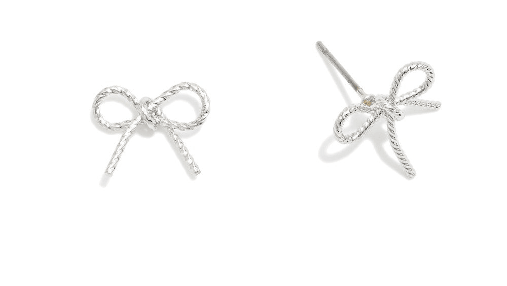 Metal bow Earrings Small Textured Bow