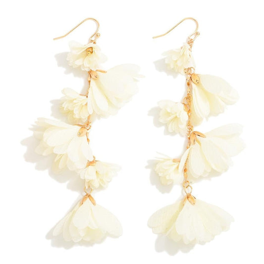 Metal Chain Link Drop Earring With Lace Flower Detail - The Mustard Seed Collection, The Seed