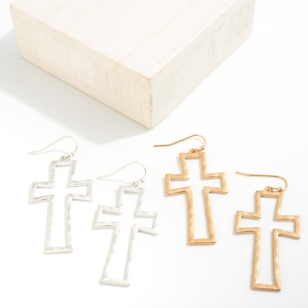 Metal Cross Drop Earrings - The Mustard Seed Collection, The Seed