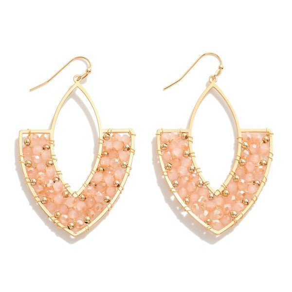 Metal Drop Earrings With Beaded Cluster Accents - The Mustard Seed Collection, The Seed