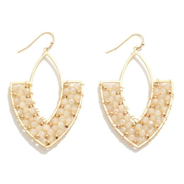 Metal Drop Earrings With Beaded Cluster Accents - The Mustard Seed Collection, The Seed