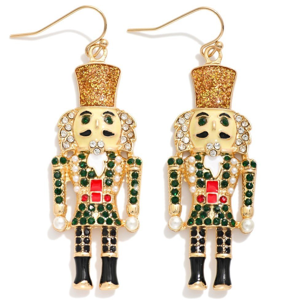 Metal Enamel Nutcracker Christmas Drop Earring - The Mustard Seed Collection, The Seed