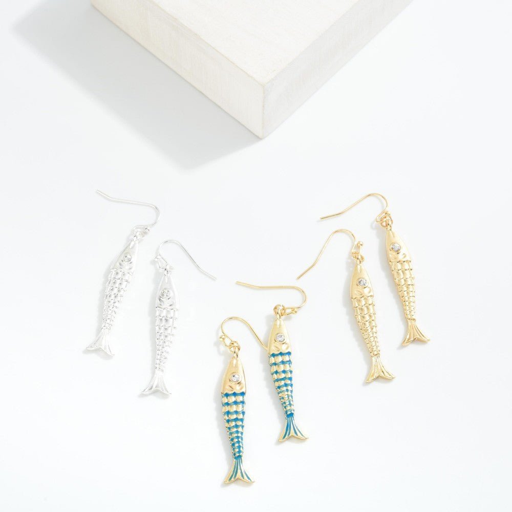 Metal Fish Drop Earrings 