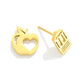 Metal Tone Apple & Pencil Stud Earrings 