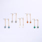 Metal Tone Bar Post Drop Earrings Featuring Translucent Clover Dangle 