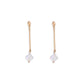 Metal Tone Bar Post Drop Earrings Featuring Translucent Clover Dangle 