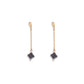 Metal Tone Bar Post Drop Earrings Featuring Translucent Clover Dangle 
