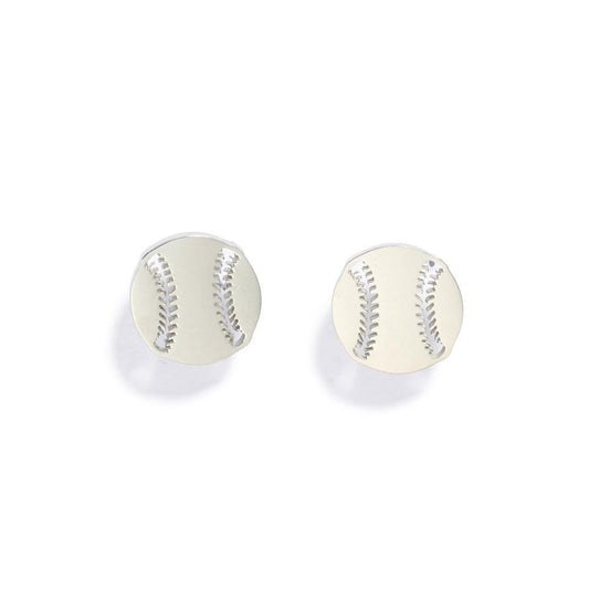 Metal Tone Bassball Stud Earrings - The Mustard Seed Collection, The Seed