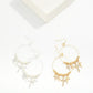Metal Tone Beaded Wire Hoop Drop Earrings Featuring Rhinestone Crosses - The Mustard Seed Collection, The Seed