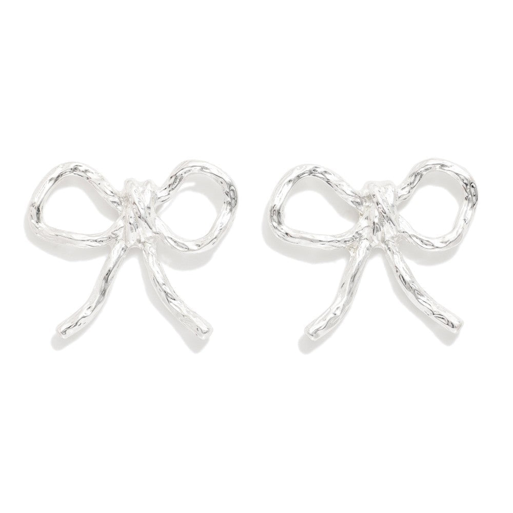 Metal Tone Bow Stud Earrings - The Mustard Seed Collection, The Seed