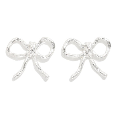 Metal Tone Bow Stud Earrings - The Mustard Seed Collection, The Seed