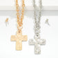 Metal Tone Chain Link Necklace Featuring Gold Tone Hammered Cross Pendent & Toggle Clasp - The Mustard Seed Collection, The Seed