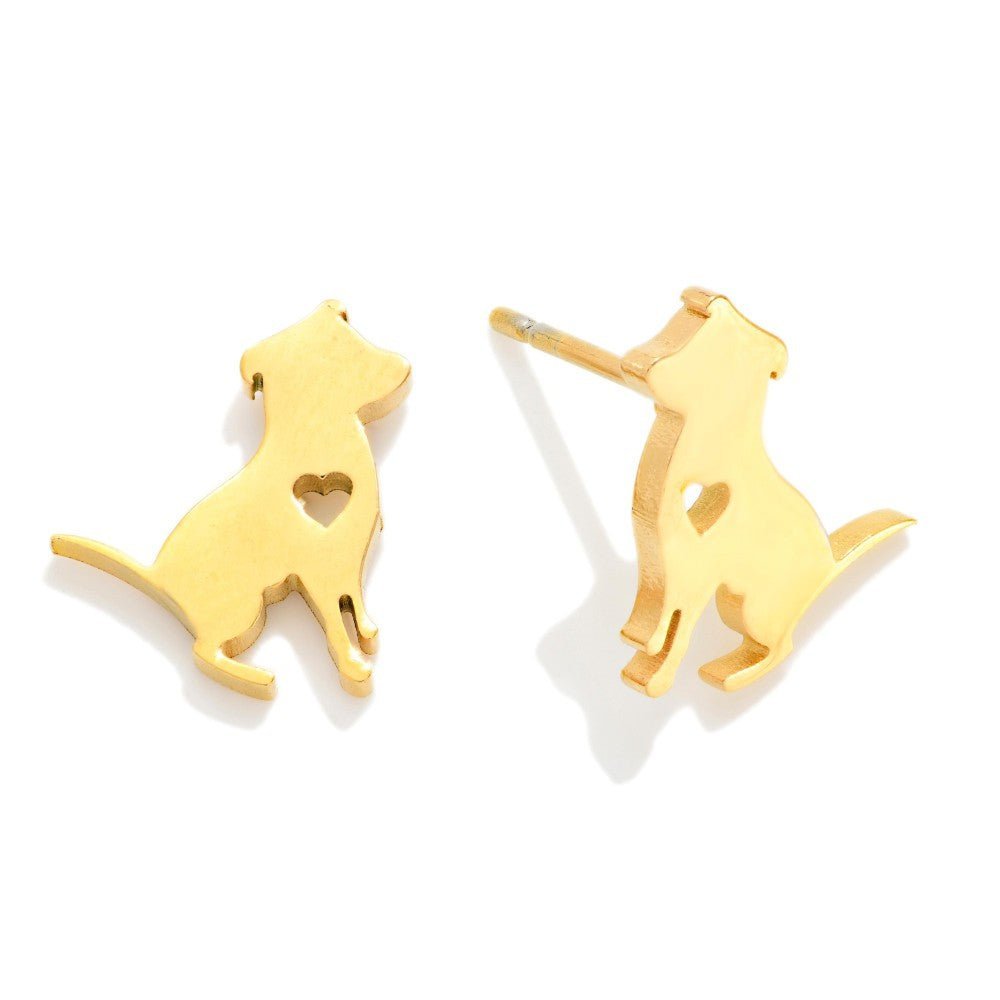Metal Tone Dog Stud Earrings - The Mustard Seed Collection, The Seed