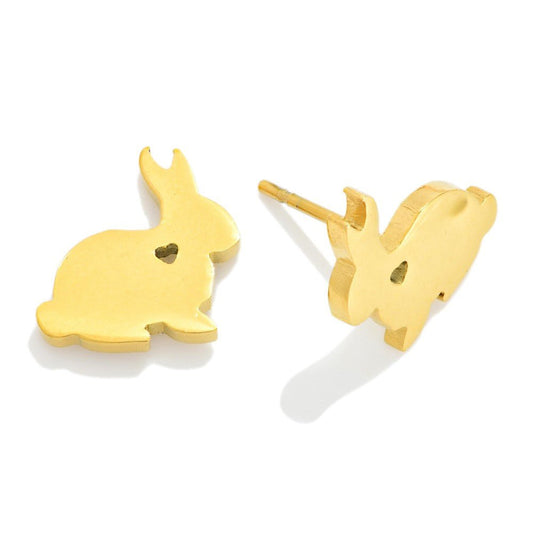 Metal Tone Easter Bunny Stud Earrings Default Title