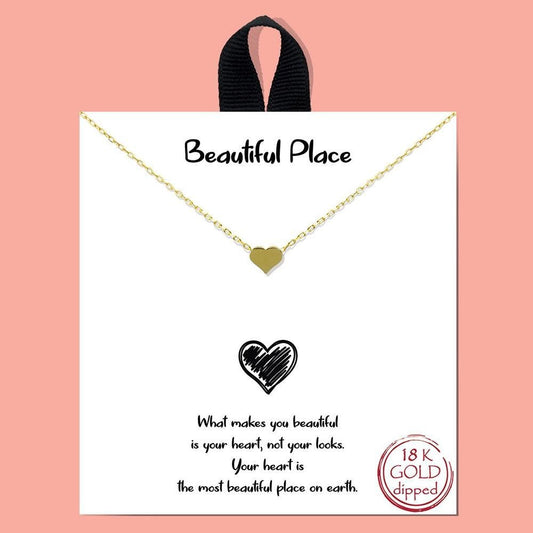 Metal Tone Heart Dainty Chain Link Necklace