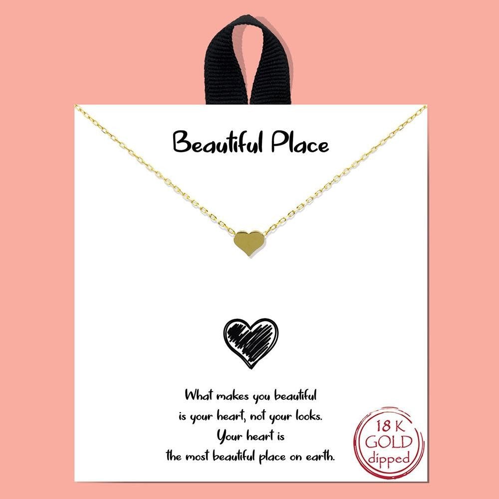 Metal Tone Heart Dainty Chain Link Necklace