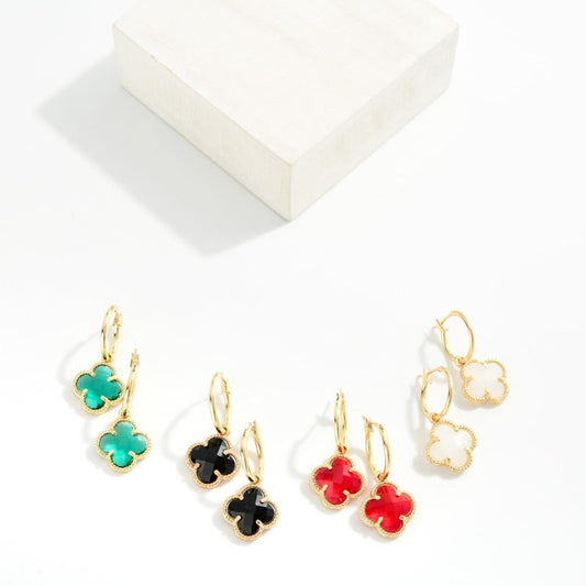 Metal Tone Hoop Earrings Featuring Glass Crystal Dangle Detail - The Mustard Seed Collection, The Seed
