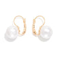 Metal Tone Hoop & Pearl Drop Earrings Gold