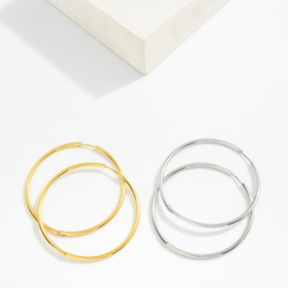 Metal Tone Huggie Hoop Earrings - The Mustard Seed Collection, The Seed