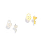 Metal Tone Lock And Key Stud Earrings 