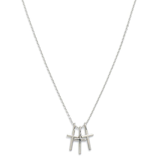 Metal Tone Necklace Featuring Cross Pendants Silver