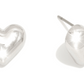 Metal Tone & Pave Rhinestone Heart Stud Earrings Puffy Heart
