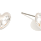 Metal Tone Puffy Heart Stud Earrings Silver