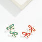 Metal Tone Rhinestone Studded Bow Earring - The Mustard Seed Collection, The Seed