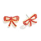Metal Tone Rhinestone Studded Bow Earring - The Mustard Seed Collection, The Seed