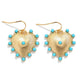 Metal Tone Ribbed Heart Drop Earrings Featuring Studded Rhinestones - The Mustard Seed Collection, The Seed