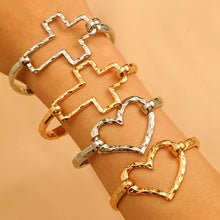 Metal Tone Structured Heart Bracelet