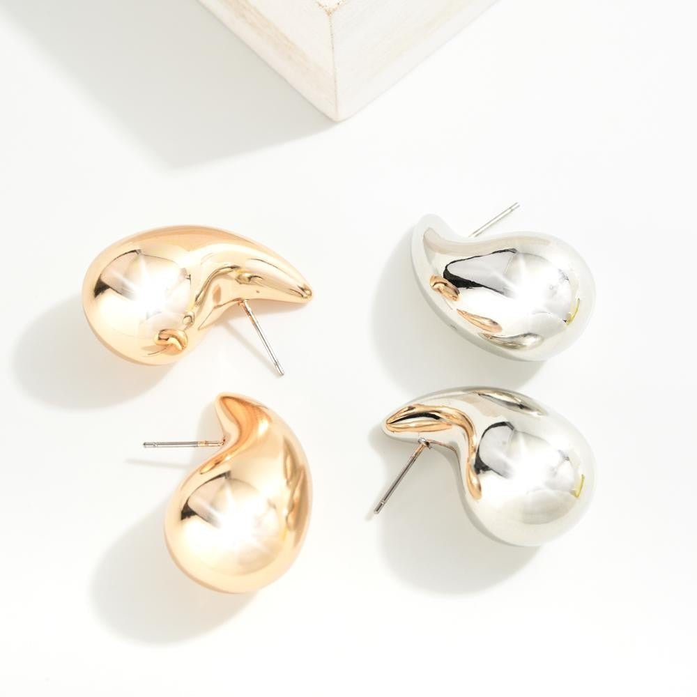 Metal Tone Teardrop Post Drop Earrings - The Mustard Seed Collection, The Seed