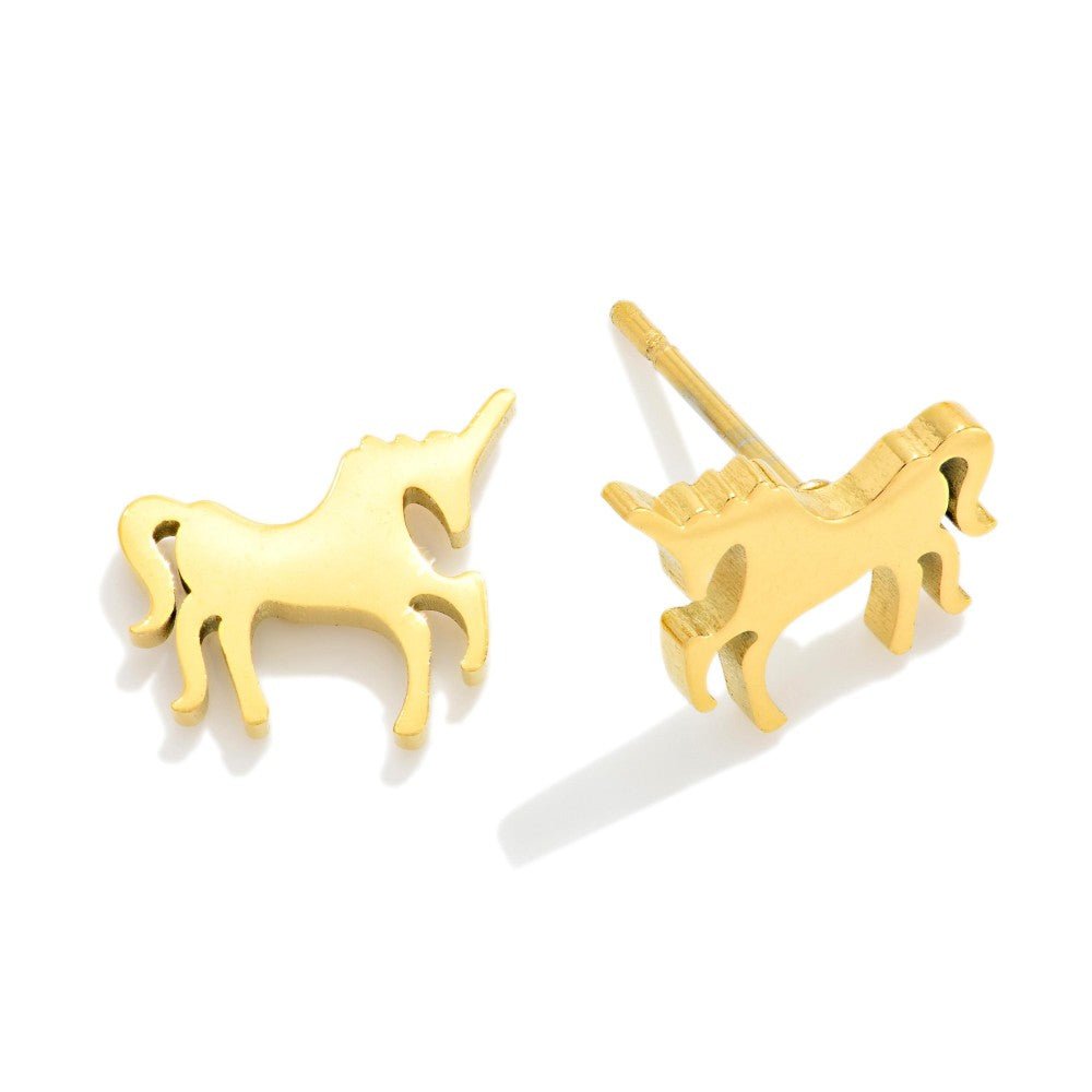 Metal Tone Unicorn Stud Earrings Default Title