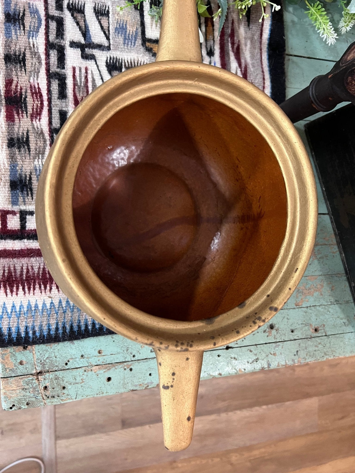 Metallic Gold Roseville Bean Pot with Handles - The Mustard Seed Collection, The Seed