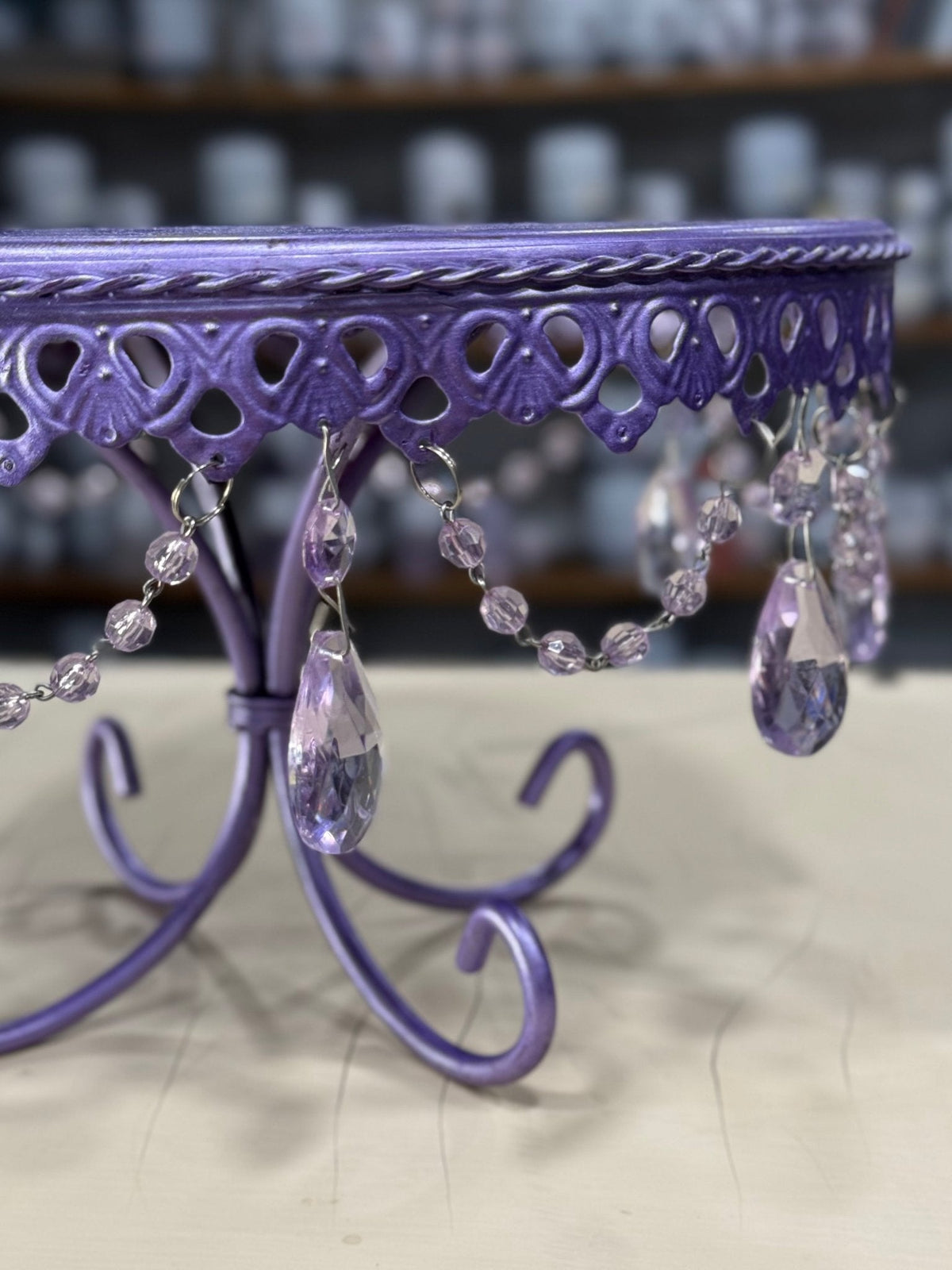 Metallic Purple Cake Stand with Jewels 