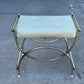 Mid-Century Modern Brass & White Vanity Seat 