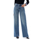 Mid Rise Wide Leg Jeans Raw Hem Vintage Distressed: VINTAGE BLUE 