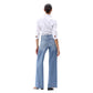 Mid Rise Wide Leg Jeans Raw Hem Vintage Distressed: VINTAGE BLUE 