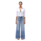Mid Rise Wide Leg Jeans Raw Hem Vintage Distressed: VINTAGE BLUE 