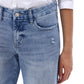 Mid Rise Wide Leg Jeans Raw Hem Vintage Distressed: VINTAGE BLUE 