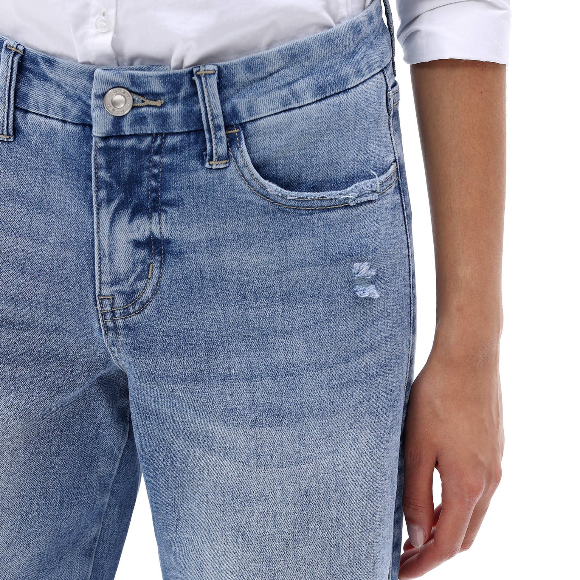 Mid Rise Wide Leg Jeans Raw Hem Vintage Distressed: VINTAGE BLUE 