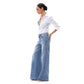 Mid Rise Wide Leg Jeans Raw Hem Vintage Distressed: VINTAGE BLUE 