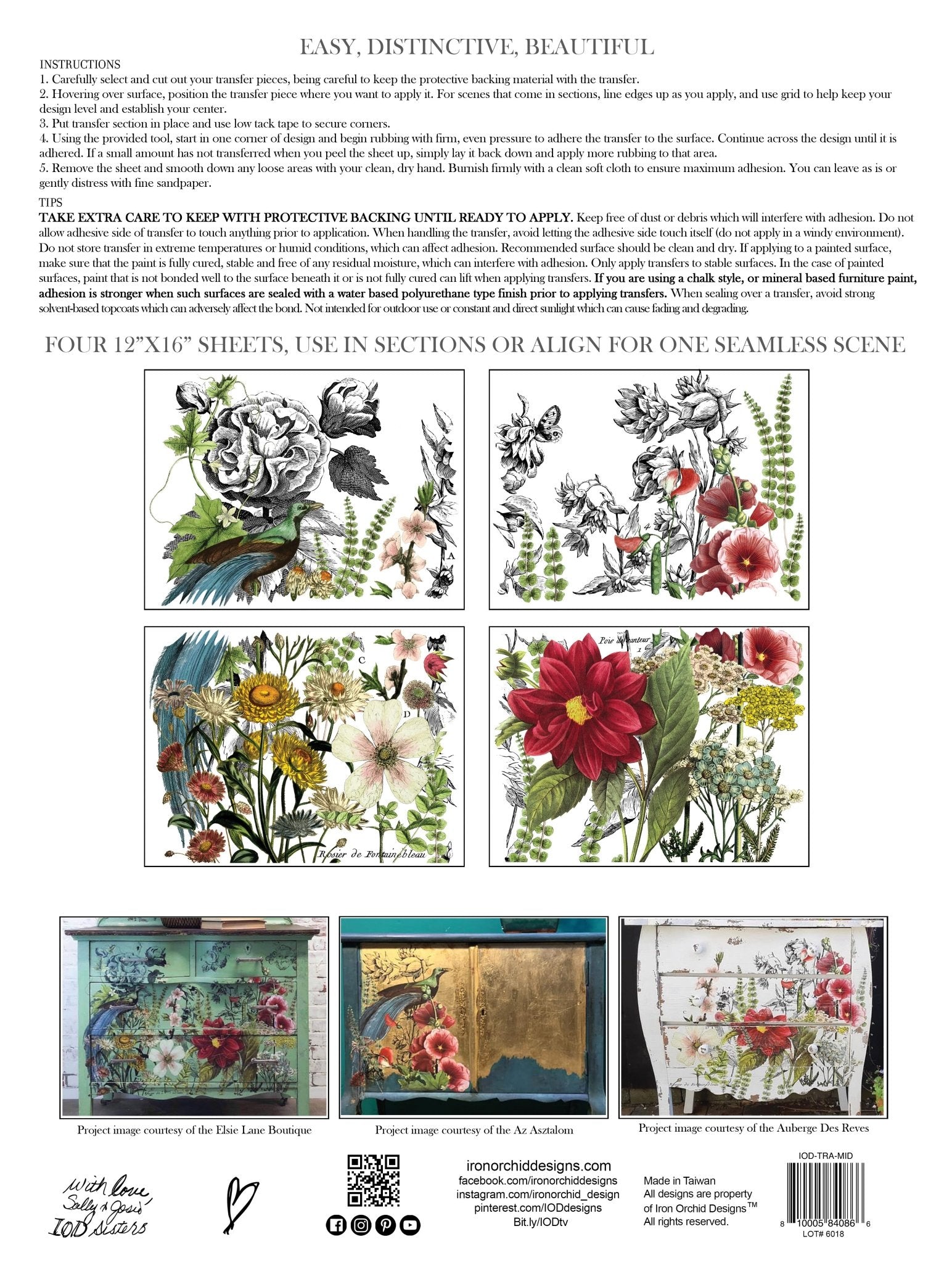 Midnight Garden IOD Transfer 12x16 Pad
