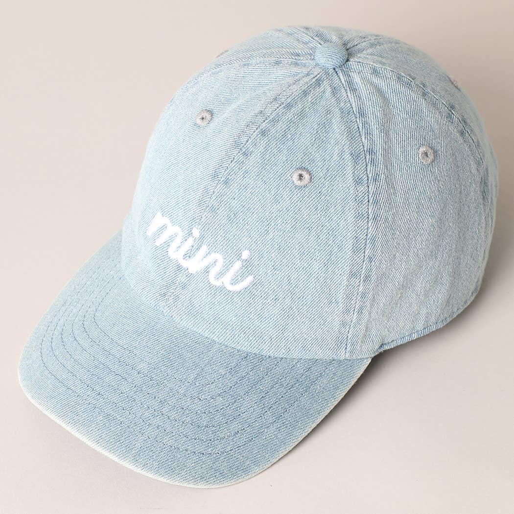 Mini Text Match with Dad and Mom Embroidery Cap: LIGHT DENIM / ONE SIZE Fashion City