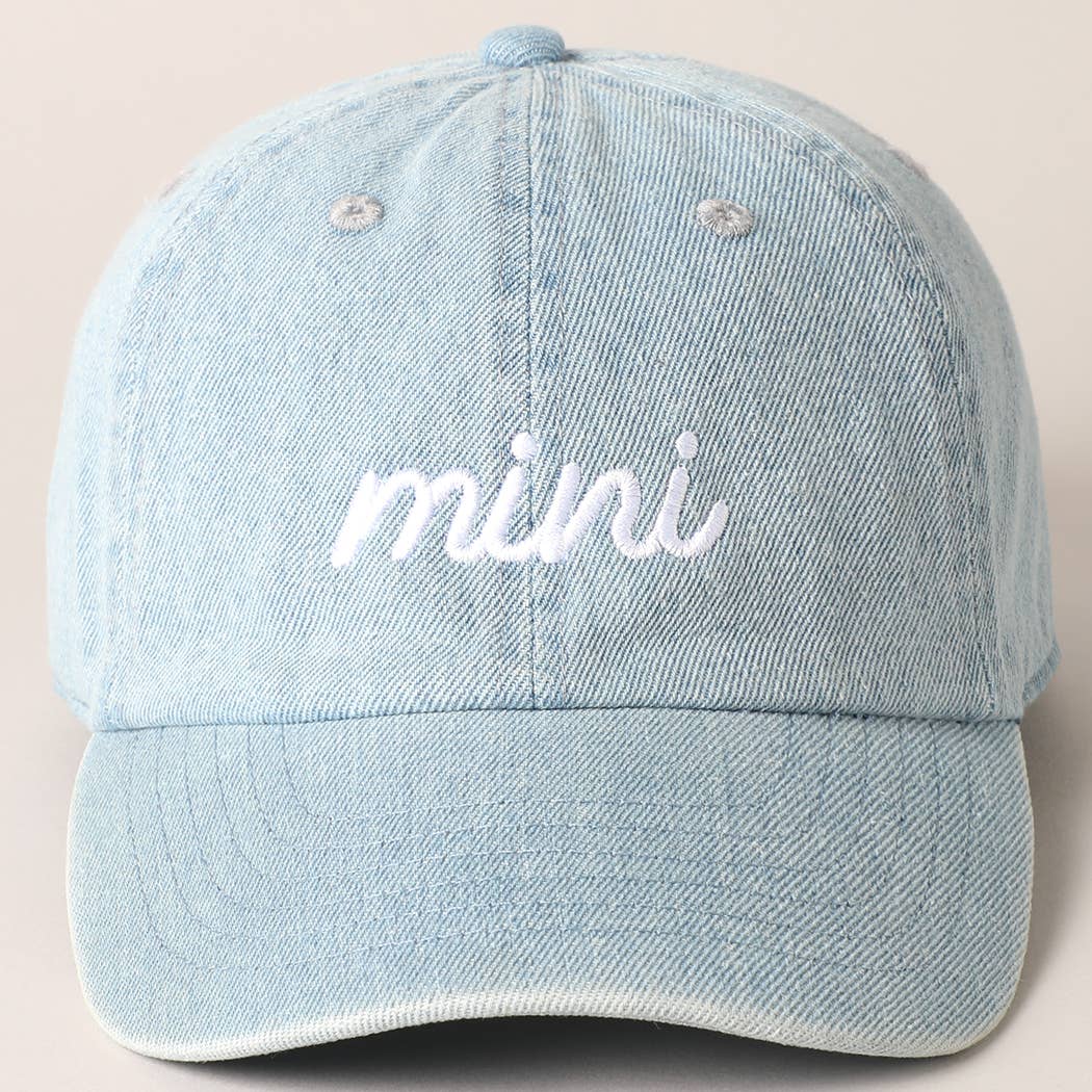 Mini Text Match with Dad and Mom Embroidery Cap: LIGHT DENIM / ONE SIZE Fashion City
