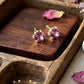 Miniature Pink Tourmaline Crystal Stud Earrings – Gold Tone Dainty Gemstone Post Earrings