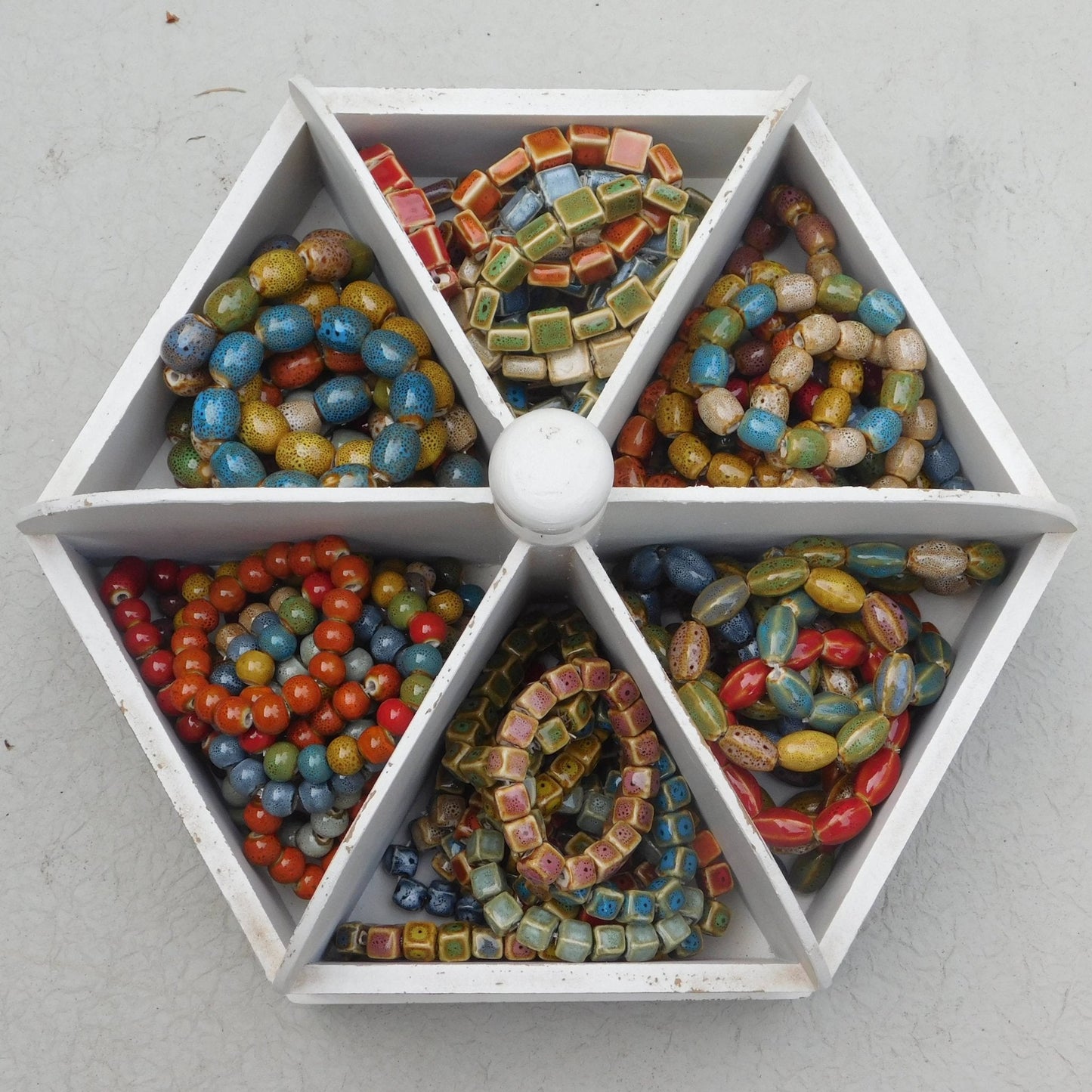 Mixed Color and Shape Clay Bead Stretch Bracelet - The Mustard Seed Collection, The Seed