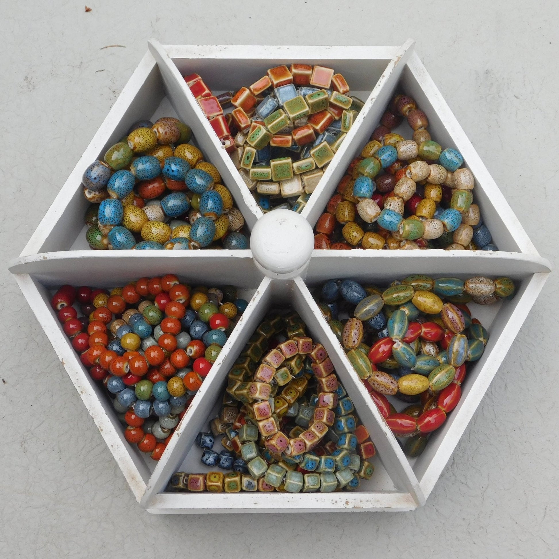 Mixed Color and Shape Clay Bead Stretch Bracelet - The Mustard Seed Collection, The Seed